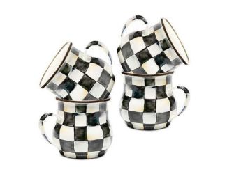 Sterling Check Mugs, Set of 4
