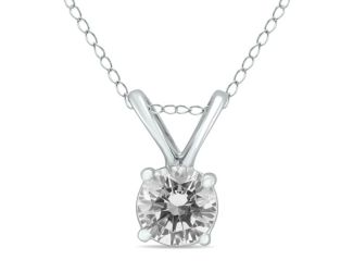 3/8 Carat Round Diamond Solitaire Pendants Size 18"