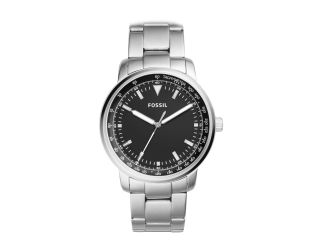 Mens Sport Silver-Tone Stainless Steel Watch Black Dial
