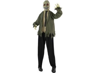 Life-Size Animatronic Zombie with Lights and Sound, Indoor or Covered Outdoor Halloween Decoration