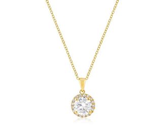 Gold Tone Halo Pendant Necklace