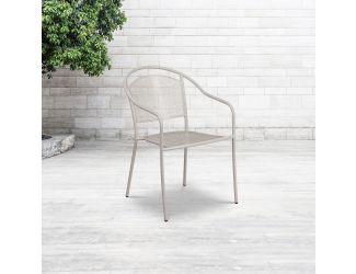 Light Gray Indoor-Outdoor Steel Patio Arm Chair with Round Back - Caf Chair