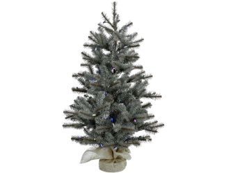 4-Ft. Heritage Pine Artificial Tree with Burlap Base and Multi-Colored LED String Lights