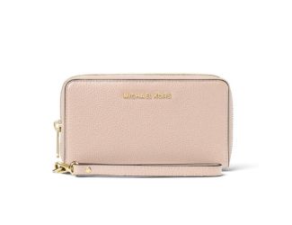Large Leather Smartphone Wristlet - Soft Pink