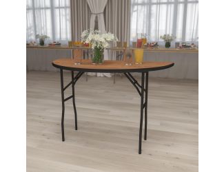 4-Foot Half-Round Wood Folding Banquet Table - Event & Catering Table
