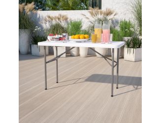 4-Foot Granite White Plastic Folding Table - Banquet / Event Folding Table
