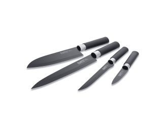 Essential 4pcs Ceramic Coated Knife Set,  Black