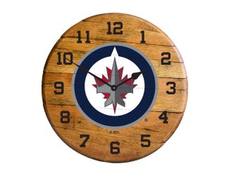 Winnipeg Jets Oak Barrel Clock