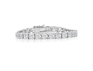 Bright White Privilege Round Lab Grown Diamond Tennis Bracelet in 14K White Gold 19.00ct,EF,VS1 VS2