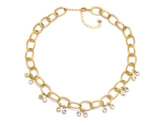 Bountiful Gold Link Necklace with Crystals