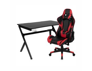 Black Gaming Desk and Red/Black X30 Series Gaming Chair Set