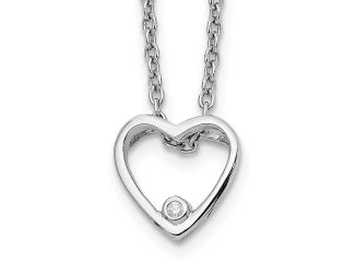Sterling Silver Rhodium Plated White Ice Diamond Heart Necklace