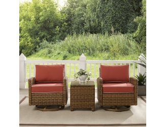 Bradenton 3Pc Outdoor Wicker Swivel Rocker Chair Set