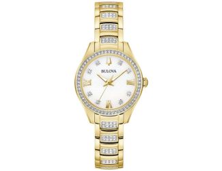 Ladies Crystal SS Bracelet Watch White Dial