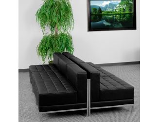 6 Piece Black LeatherSoft Modular Lounge Set with Taut Back and Seat