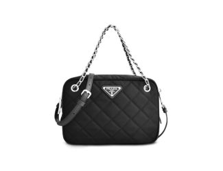 Prada Re-Edtion Nylon Quilted Black Triangle Logo Crossbody Bag
