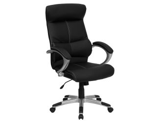 High Back Black LeatherSoft Executive Swivel Office Chair with Curved Headrest