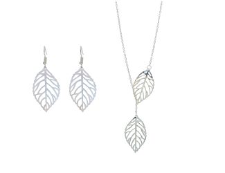 Double Leaf Silver Lazer Cut Jewelry Set