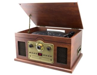 iLive Retro Turntable System w/CD/Cassette Player/AM-FM Radio