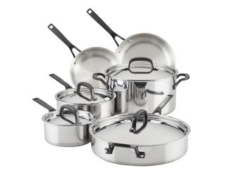 10pc Stainless Steel 5-Ply Clad Cookware Set
