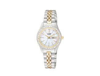 Womens Two Tone Stainless Steel Watch with Crystal Bezel