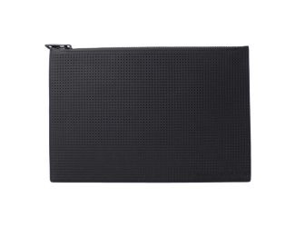 Alexander McQueen Black Leather Perforated Flat Pouch
