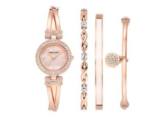 Women's Rose Gold Bracelet Watch Set