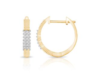 PARIKHS Princess cut Diamond Hoop Earring in 10K Yellow Gold 0.25ct, Color-IJ, Clarity-I1 I2