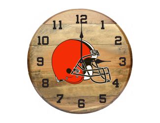 Cleveland Browns Oak Barrel Clock