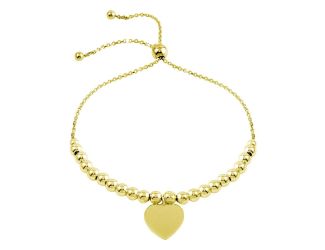 PARIKHS Gold Plated Beaded Engravable Heart Lariat Bracelet in 925 Sterling Silver