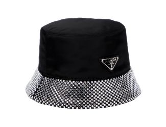 Prada Re-Nylon Crystal Embellished Bucket Hat Black