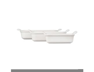3pc Heritage Stoneware Rectangular Baking Dish Set White