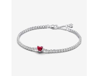 Red Sparkling Heart Tennis Bracelet