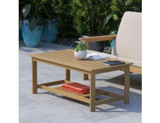 Indoor/Outdoor Poly Resin 2-Tier Adirondack Coffee Table - Natural Cedar