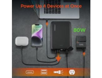 HyperGear 24,000mAh Power Brick Laptop Power Bank with 65W USB-C PD and AC Outlet