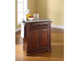 Alexandria Granite Top Kitchen Island Mahogany Finish
