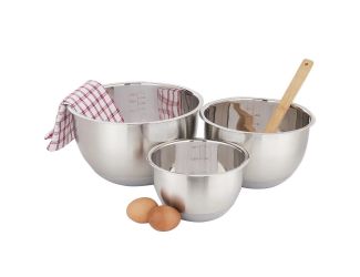 3 Pc Nesting Stainless Steel Mixing Bowl set w/Non-slip bottom