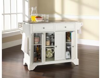 LaFayette Stainless Steel Top Kitchen Island (White)