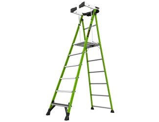FORTRESS 6ft Fiberglass Platform Ladder w/ Wraparound & Ground Cue