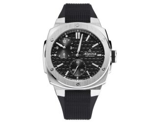 Alpina Mens Alpiner Rubber Strap watch, Black dial