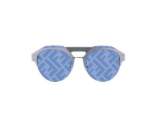 Fendi Technicolour Blue FF Print Lenses Palladium Pilot Frame Sunglasses