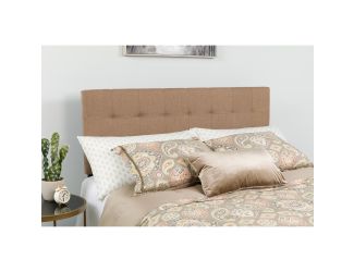 Quilted Tufted Upholstered King Size Headboard in Camel Fabric