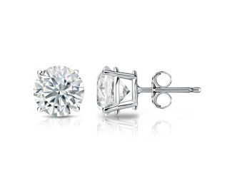 Bright White Round Lab Grown Diamond Stud in 14K Rose Gold 2.10ct, Color-FG, Clarity-VVS