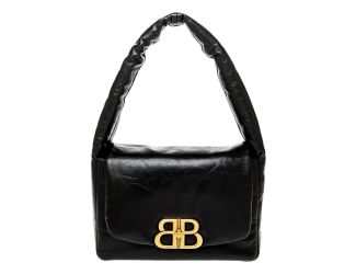 Balenciaga Monaco Soft Nappa Leather Shoulder Bag Black