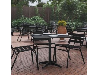 31.5" Square Metal Smooth Top Indoor-Outdoor Table with Base - Black