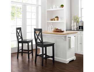 Julia Wood Top Island W/X-Back Stools