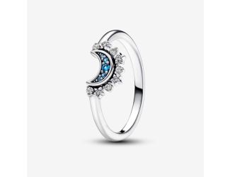Celestial Blue Sparkling Moon Ring