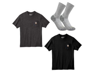 Carhartt Men's 2 T-Shirts & Sock Set-Black/Carbon Heather/Charcoal-MD