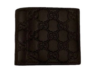 Gucci Guccissima Dark Brown Embossed Leather Bifold Wallet