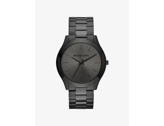 Mens Slim Runway Black Ion-Plated Stainless Steel Watch Black Dial